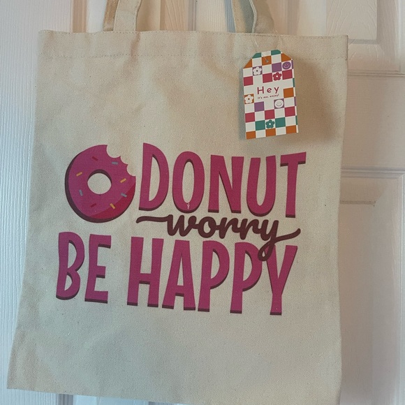 Donut Worry Be Happy Tote- NWT - Picture 2 of 5
